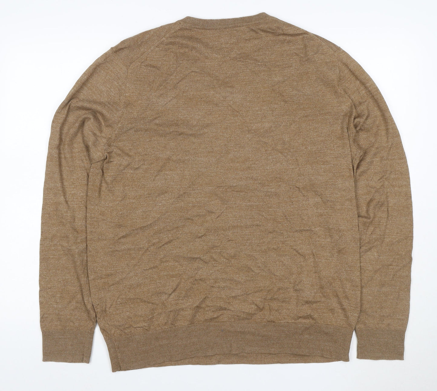 Old Navy Men’s Brown L V-Neck Lightweight Cotton Blend Jumper