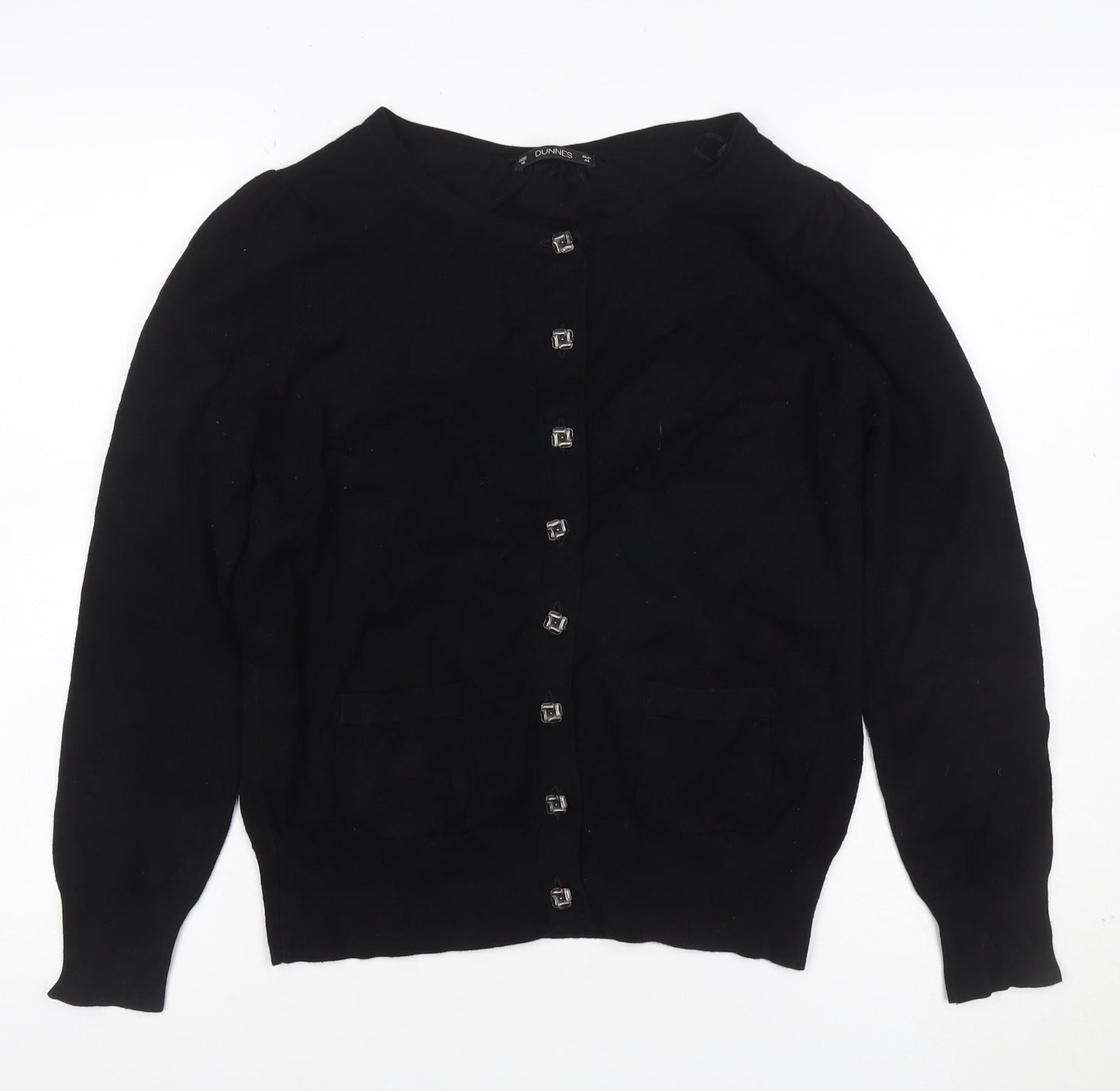Dunnes Women Black Size 16 Button Front Knit Cardigan Pockets