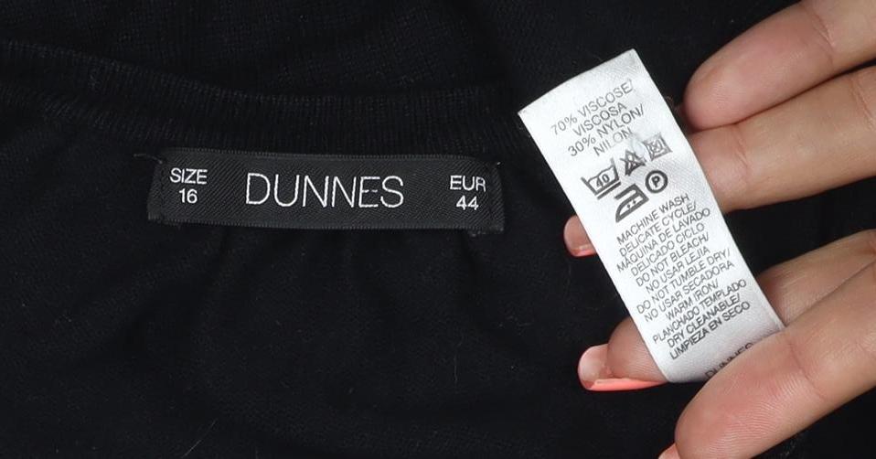 Dunnes Women Black Size 16 Button Front Knit Cardigan Pockets