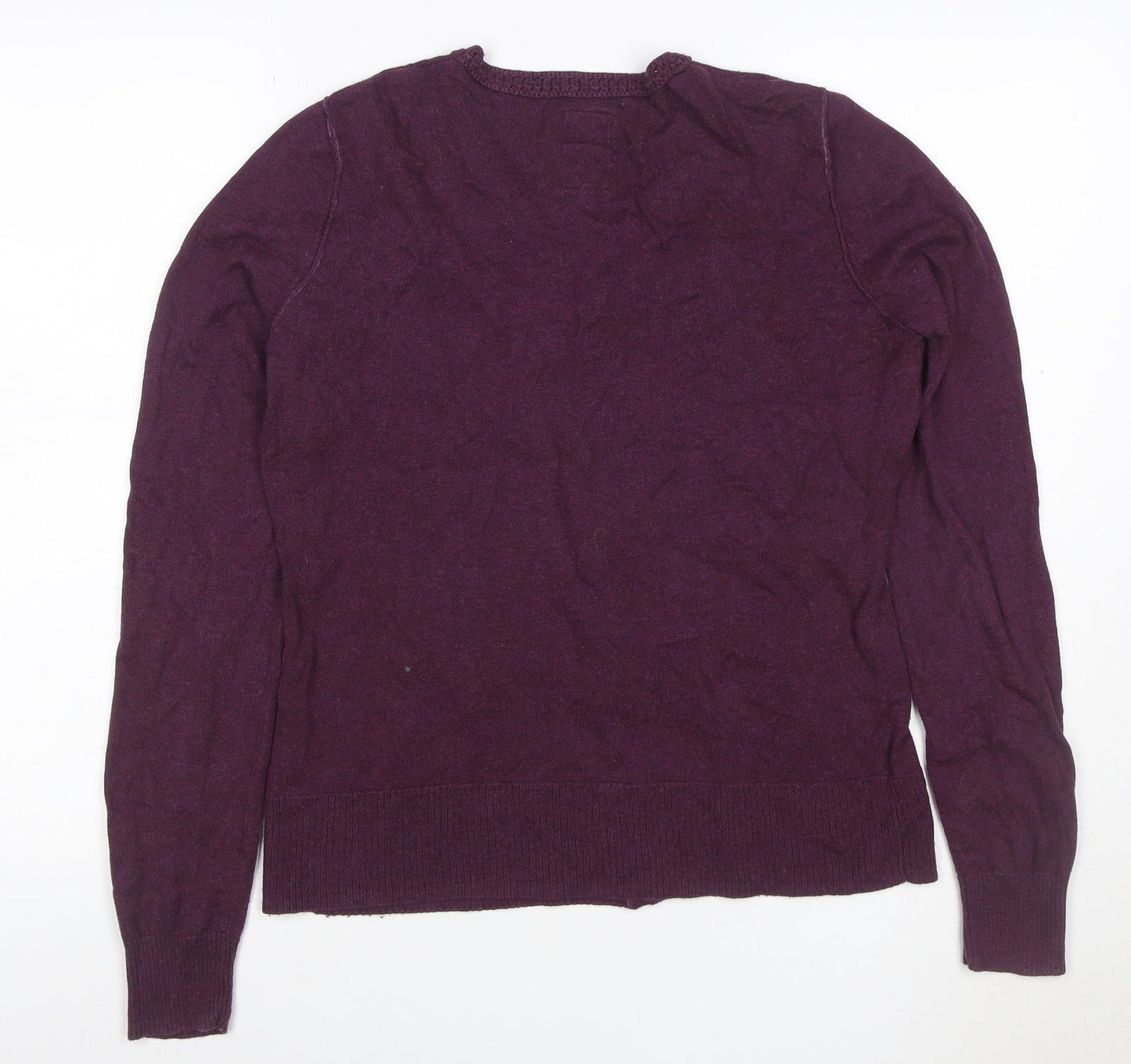 Mantaray Women Purple Size 14 Button Crochet Trim Knit Cardigan