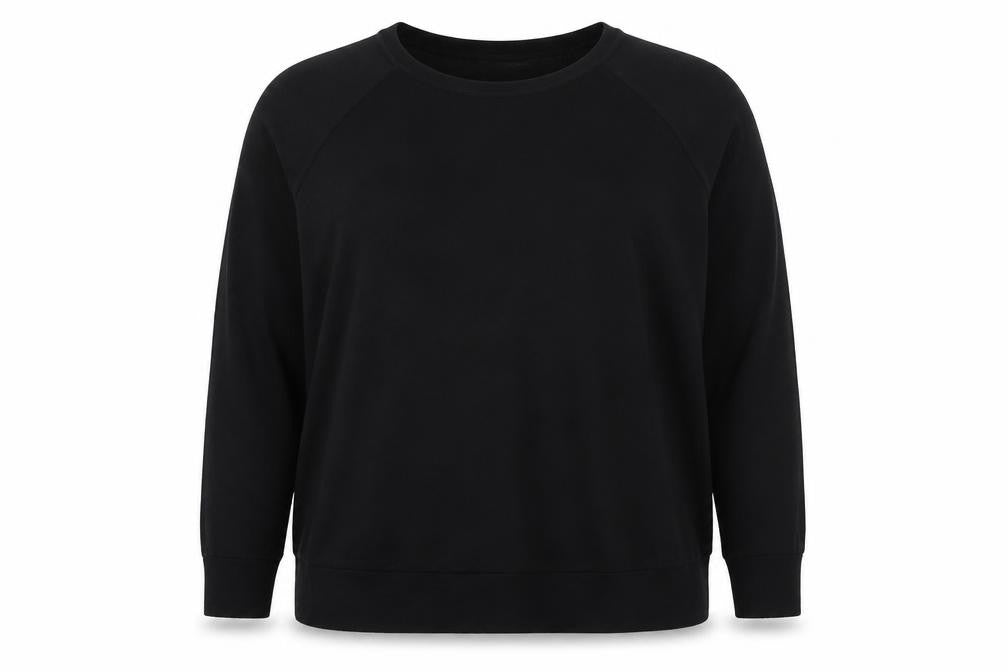 Zara Women Black UK 16 Basic Knit Long Sleeve Crew Neck Top