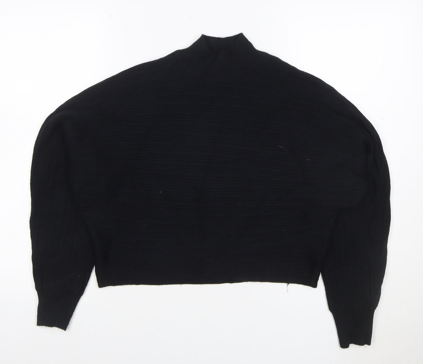 New Look Women’s Black Ribbed Mock Neck Knit Jumper M Long Sleeve