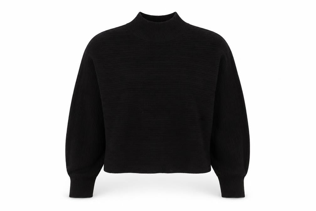 New Look Women’s Black Ribbed Mock Neck Knit Jumper M Long Sleeve