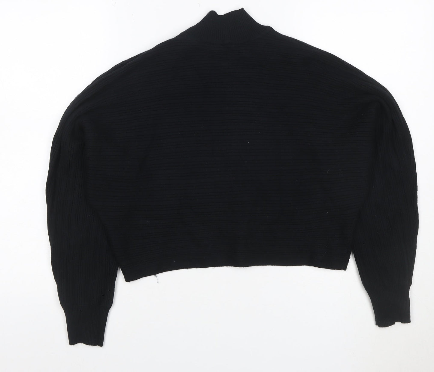 New Look Women’s Black Ribbed Mock Neck Knit Jumper M Long Sleeve
