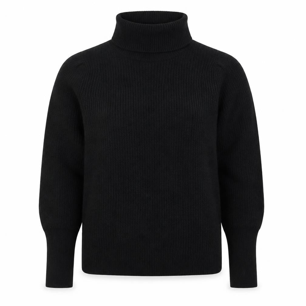 VILA Women’s Black XS Roll Neck Ribbed Knit Pullover Jumper