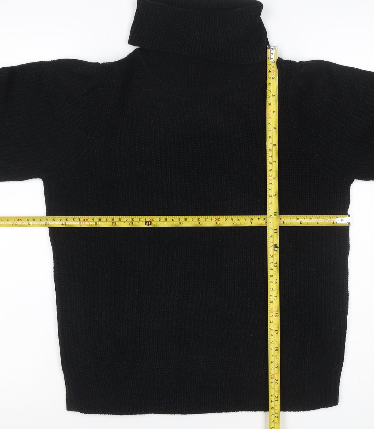 Vila Women’s Black XS Roll Neck Ribbed Knit Pullover Jumper