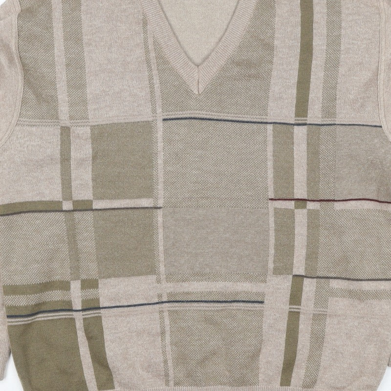 Additional view of PierPoint Men's Beige XL V-Neck Geometric Knit jumper