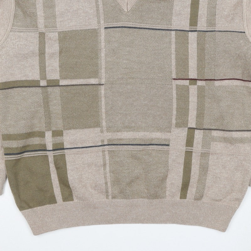 Additional view of PierPoint Men's Beige XL V-Neck Geometric Knit jumper