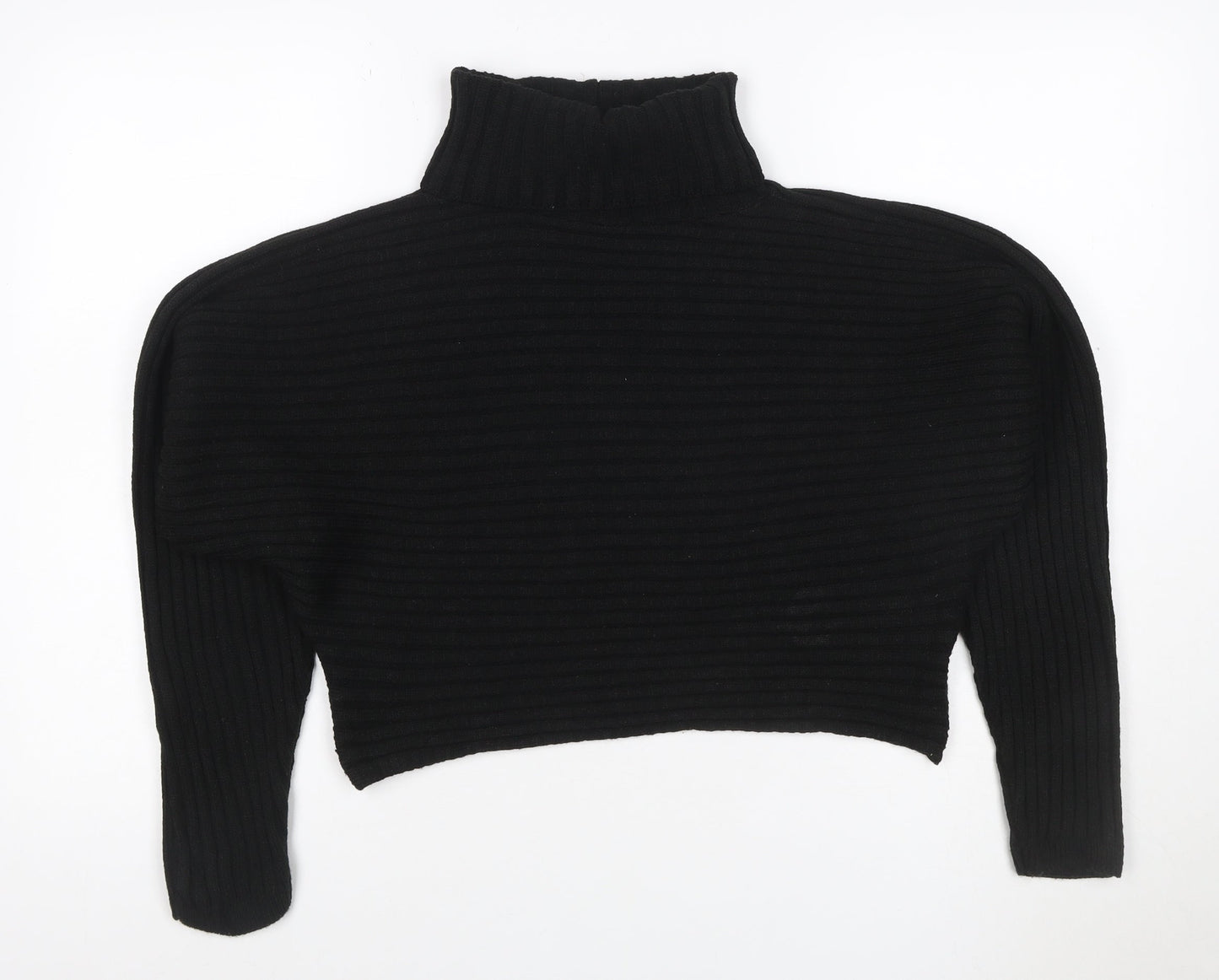 New Look Women’s Black M Ribbed Roll Neck Cropped Knit Jumper