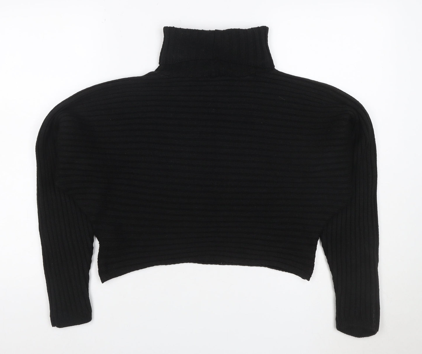 New Look Women’s Black M Ribbed Roll Neck Cropped Knit Jumper