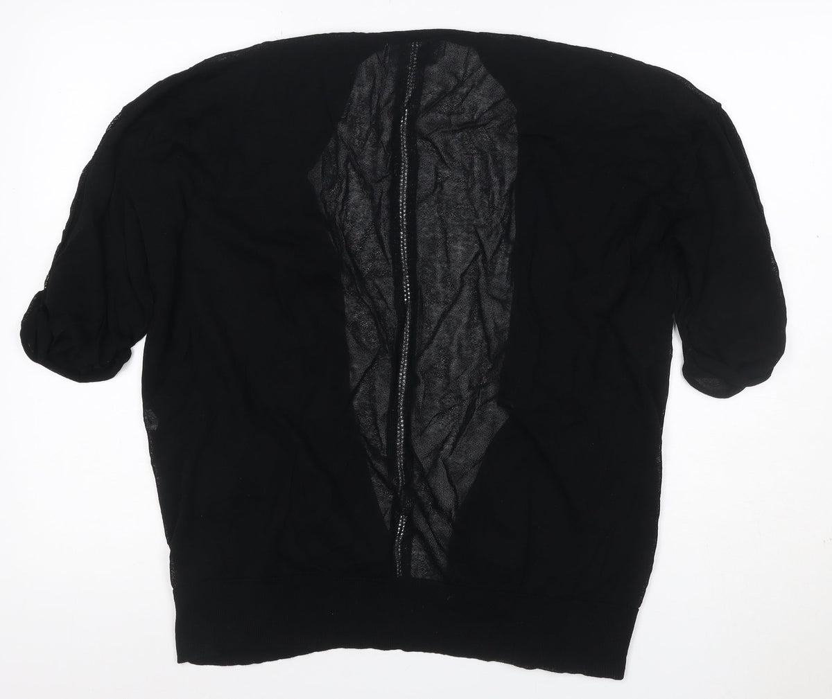 Wallis Petite Women Black M Open Front Knit Cardigan 3/4 Balloon Sleeves