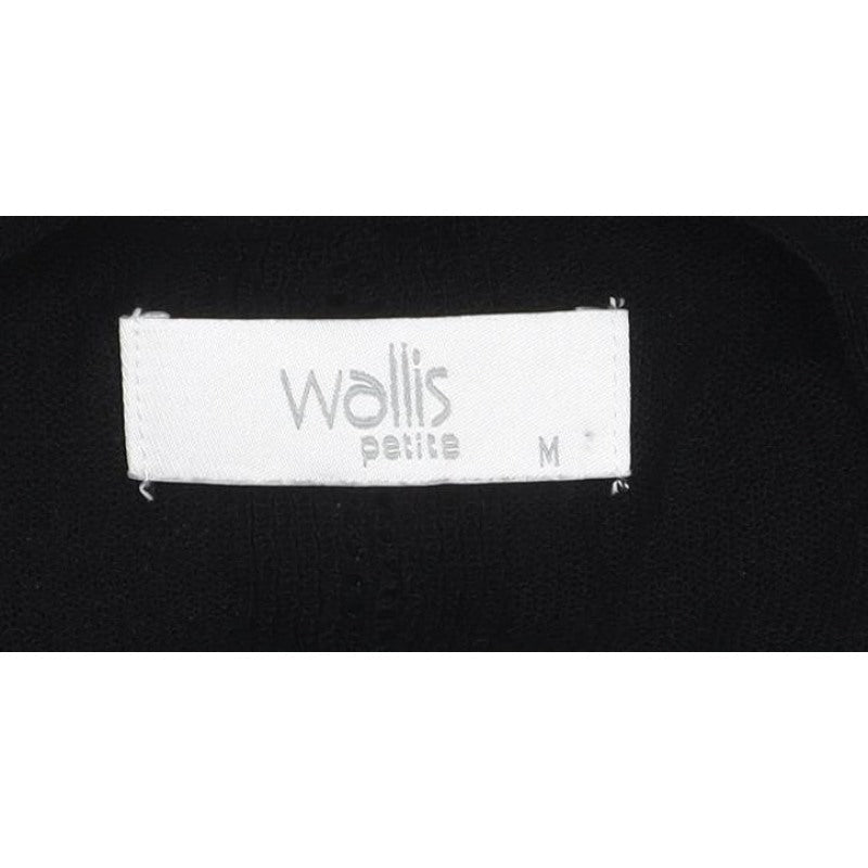 Wallis Petite Women Black M Open Front Knit Cardigan 3/4 Balloon Sleeves
