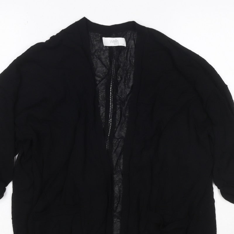 Wallis Petite Women Black M Open Front Knit Cardigan 3/4 Balloon Sleeves