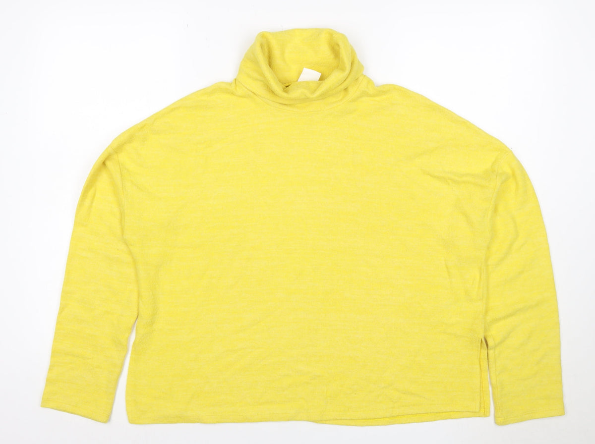 H&M Women Yellow M Cowl Neck Fine Knit Long Sleeve Pullover Jumper