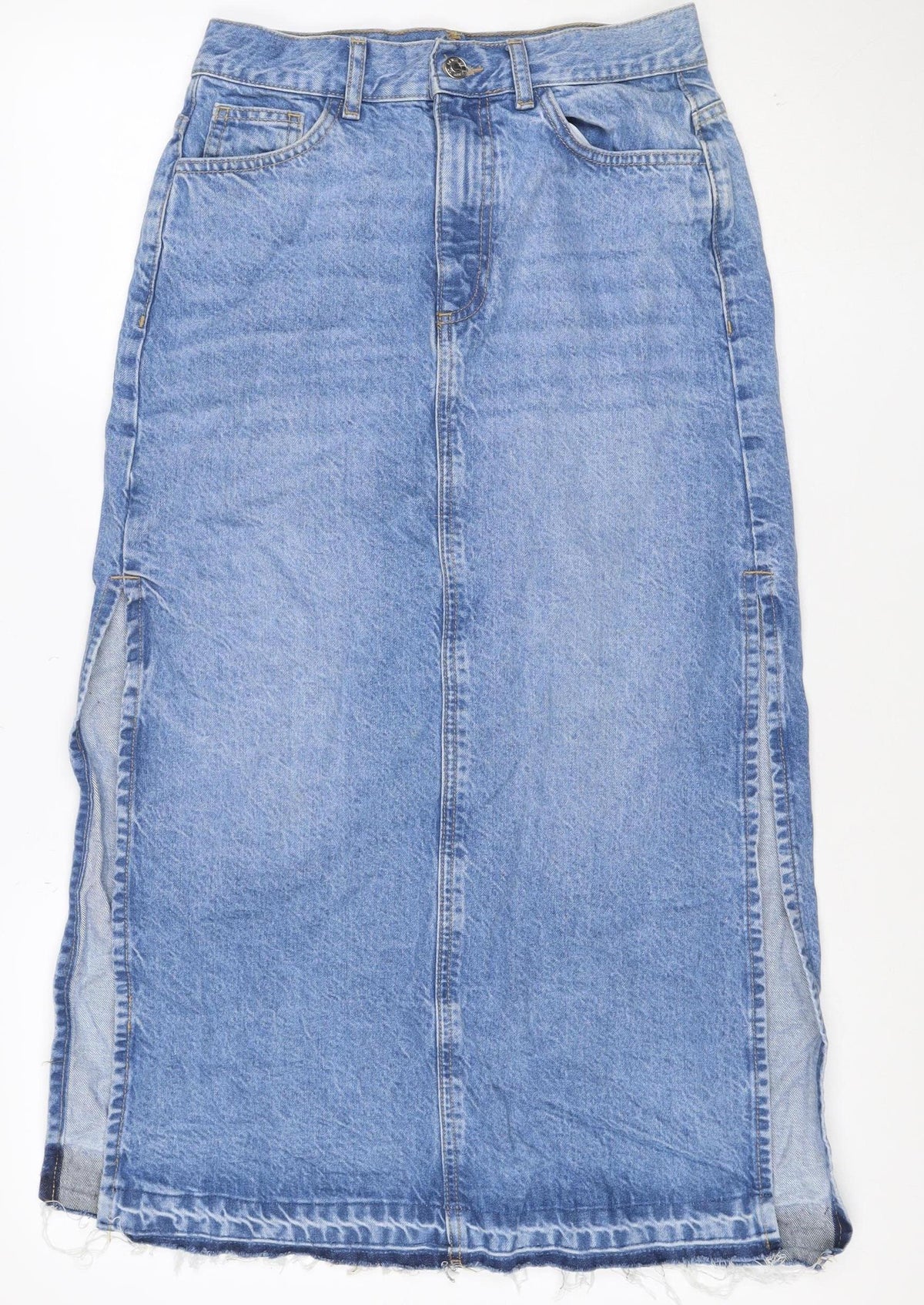 Denim Co. Women Blue UK 8 Knee Length Pencil Denim Skirt