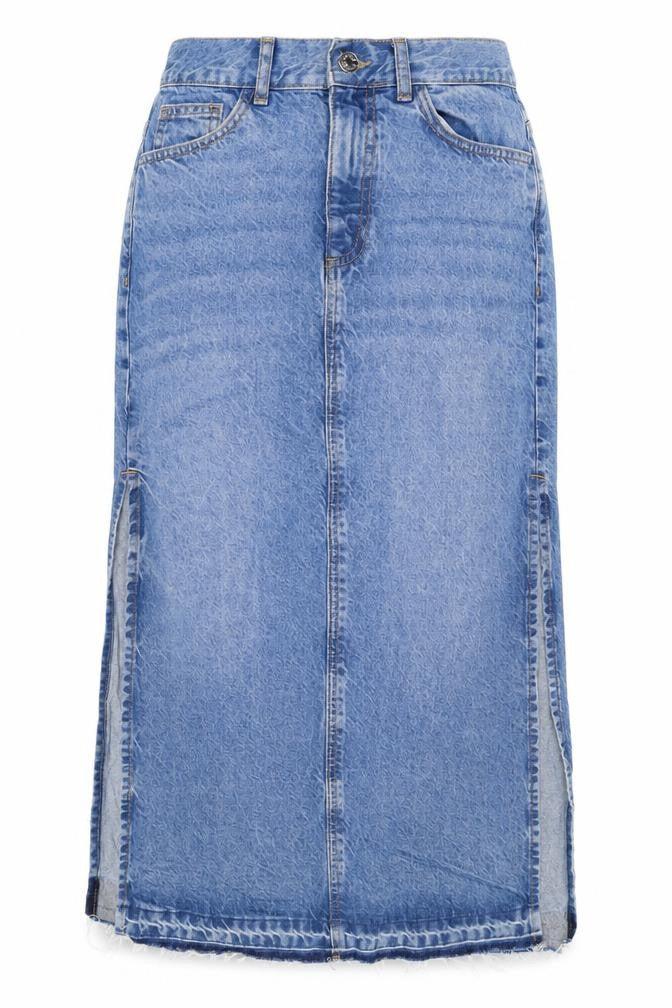 Denim Co. Women Blue UK 8 Knee Length Pencil Denim Skirt