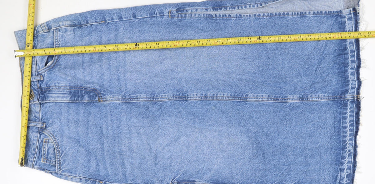 Denim Co. Women Blue UK 8 Knee Length Pencil Denim Skirt