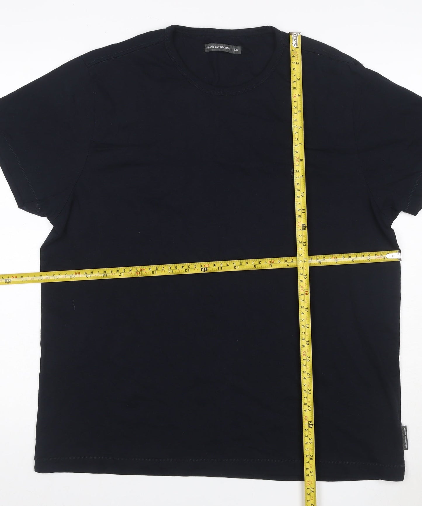 French Connection Men's Black 2XL Crew Neck Cotton Logo T-Shirt