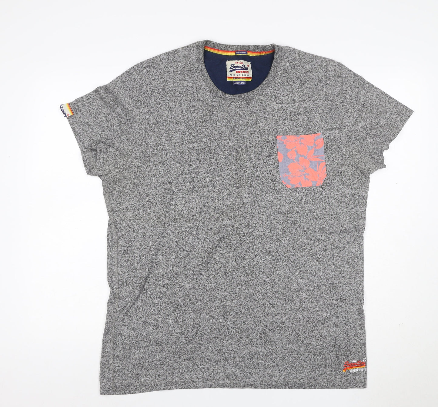 Superdry Men's Grey XL Floral Pocket Crew Neck T-Shirt Logo
