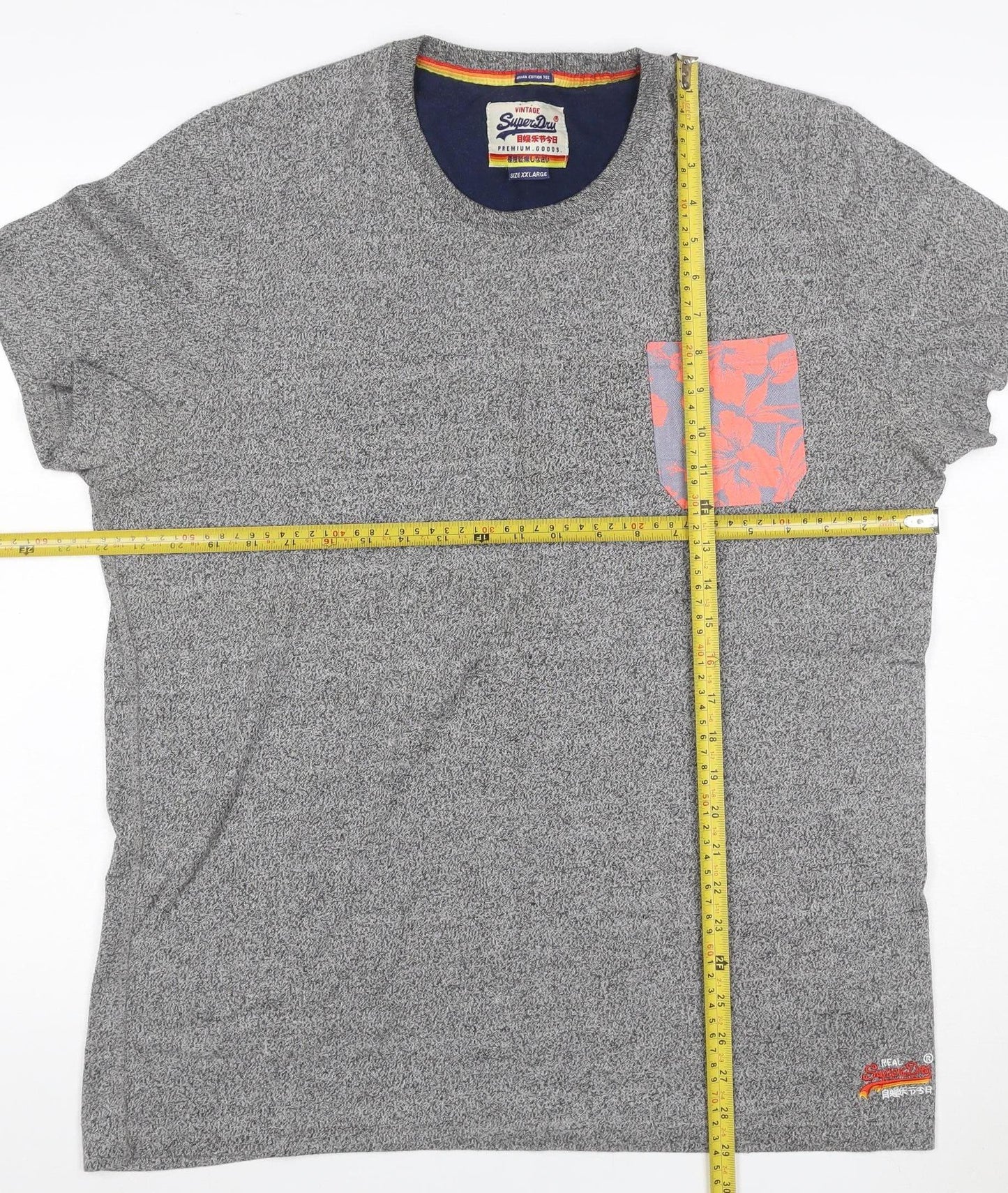 Superdry Men's Grey XL Floral Pocket Crew Neck T-Shirt Logo
