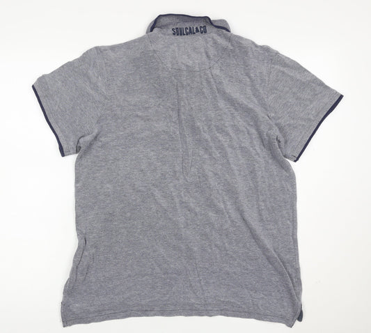 SoulCal & Co Men’s Grey XL Cotton Bear Logo Short Sleeve Polo Shirt