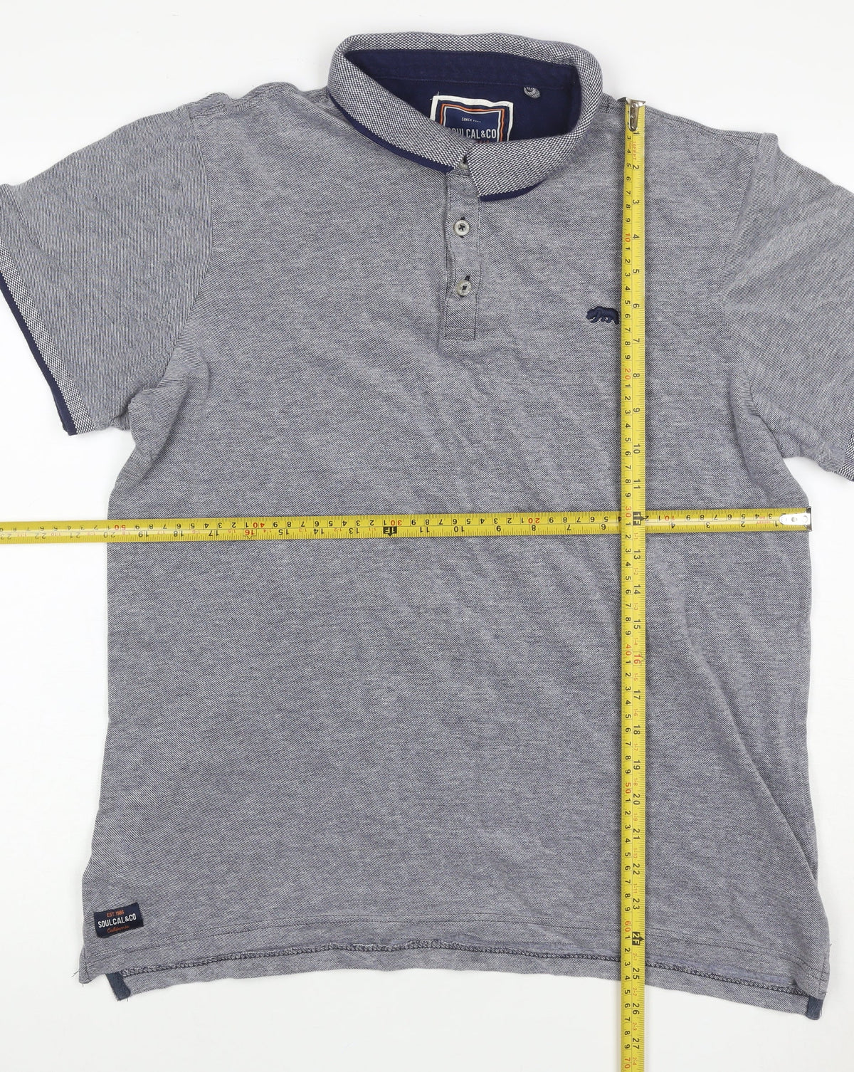 SoulCal Men’s Grey XL Cotton Bear Logo Short Sleeve Polo Shirt