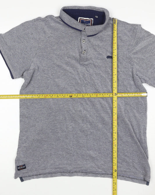 SoulCal & Co Men’s Grey XL Cotton Bear Logo Short Sleeve Polo Shirt