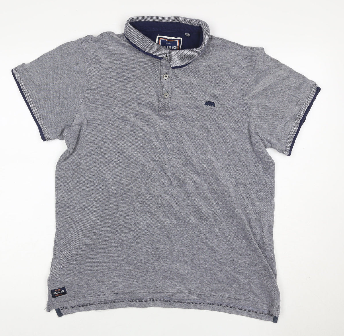 SoulCal Men’s Grey XL Cotton Bear Logo Short Sleeve Polo Shirt