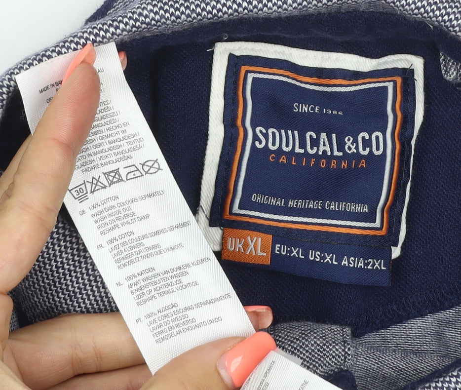 SoulCal Men’s Grey XL Cotton Bear Logo Short Sleeve Polo Shirt