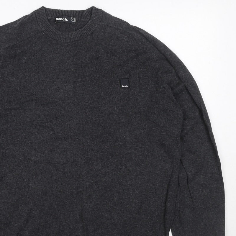 Additional view of Bench. Men’s Grey L Crew Neck Logo Knit jumper