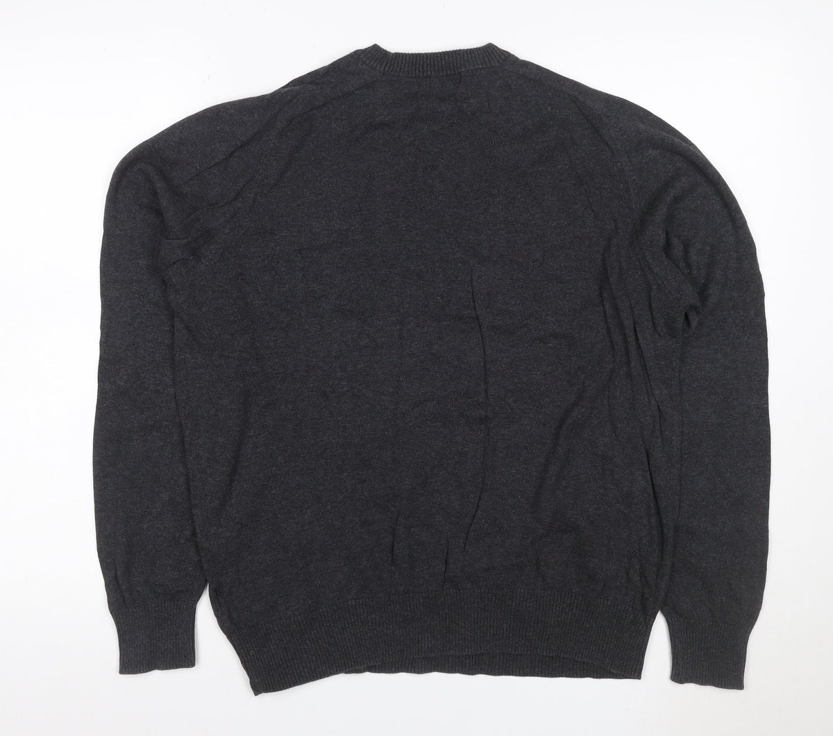 Close-up detail of Bench. Men’s Grey L Crew Neck Logo Knit jumper