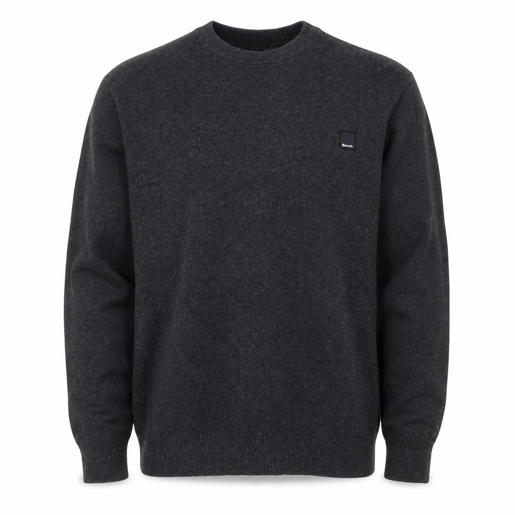Front view of Bench. Men’s Grey L Crew Neck Logo Knit jumper