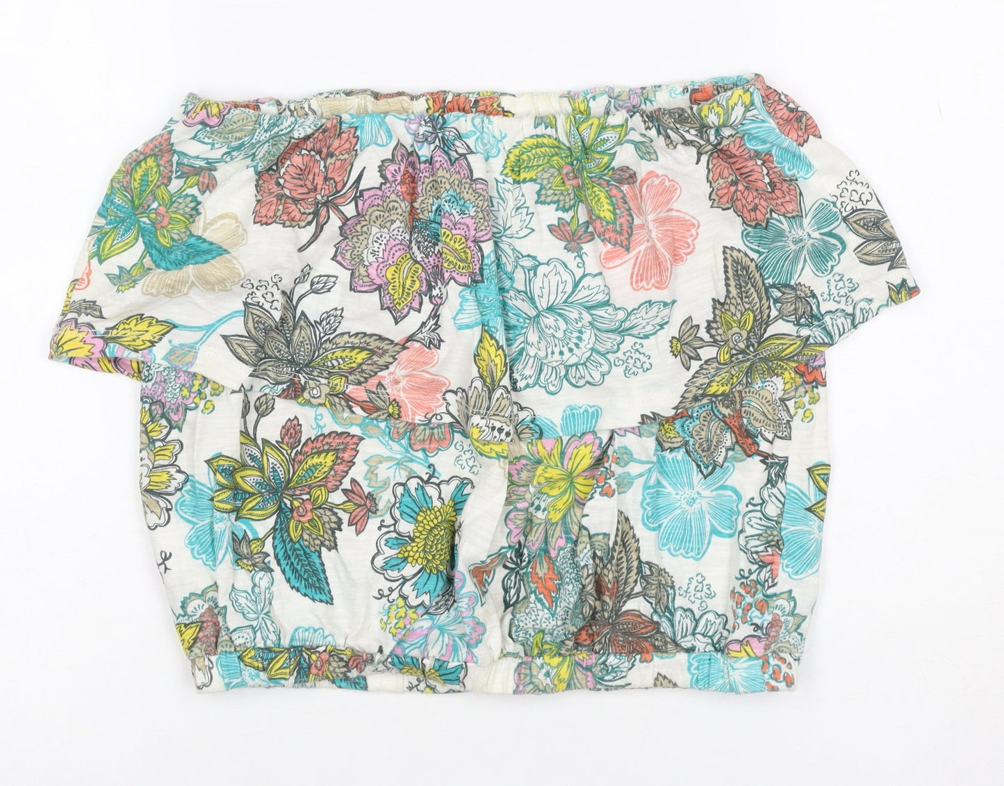 Next Women Multicoloured Floral Off Shoulder Cropped Top UK 10