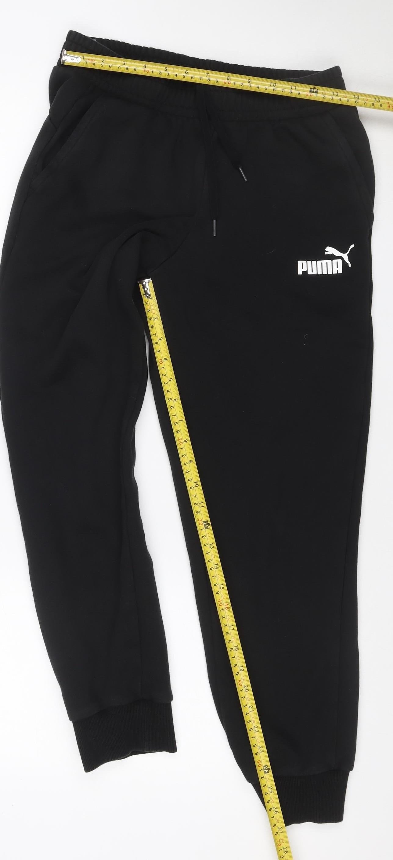 Puma Men's Black M Logo Jogger Track Pants Drawstring Pockets