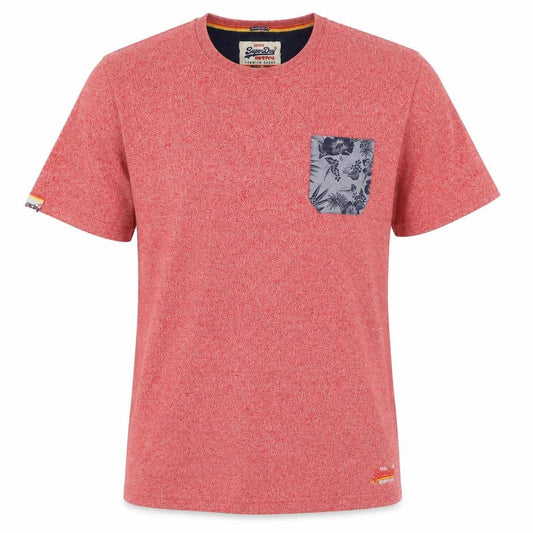 Superdry Mens Pink XL Tropical Floral Pocket Crew Neck T-Shirt