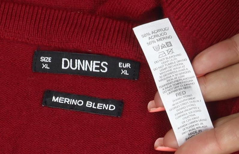 Dunnes Men’s Red XL Merino Blend Crew Neck Pullover Jumper