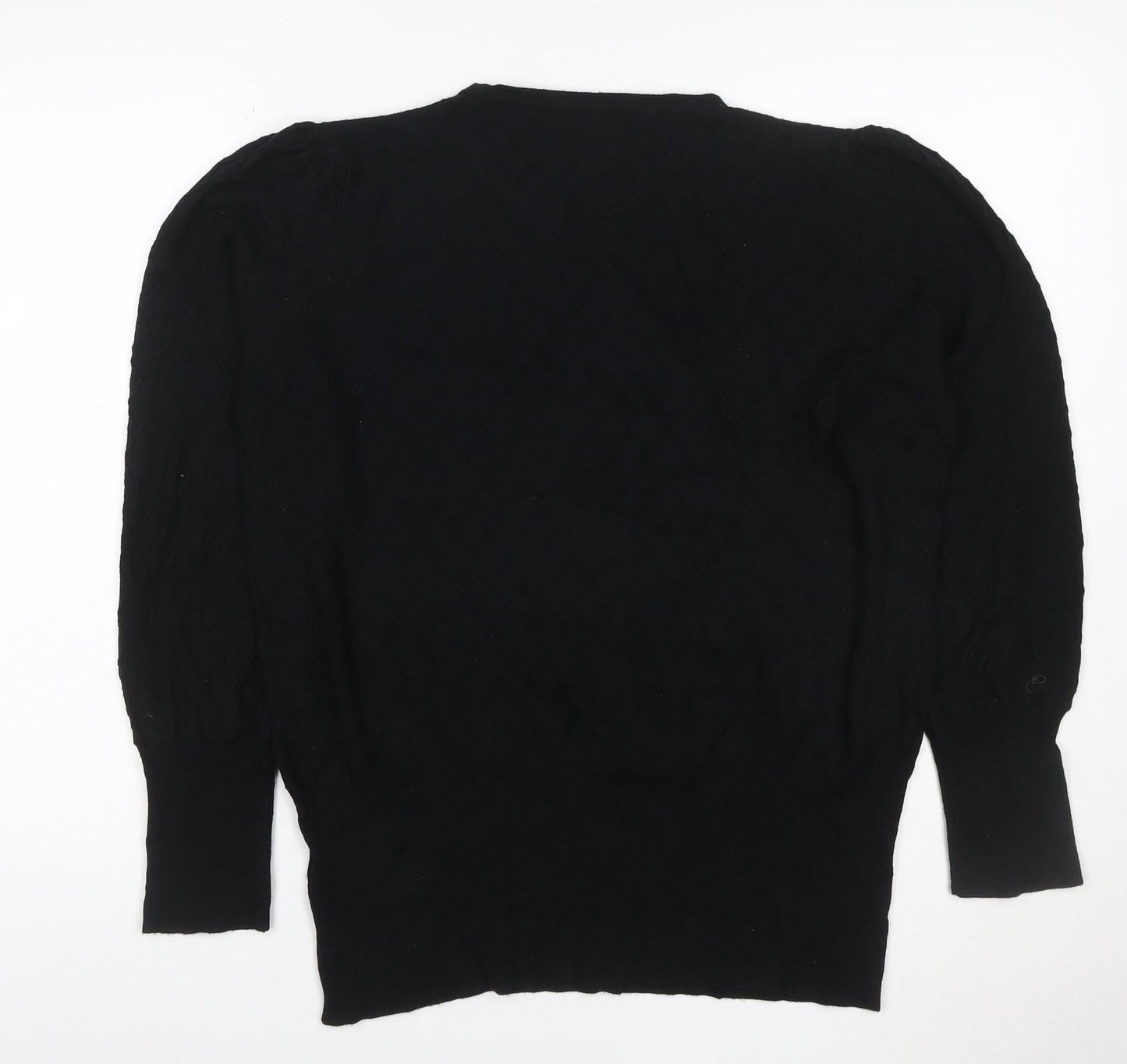 Marks and Spencer Women Black Size 16 Cable-Knit Crew Neck Jumper