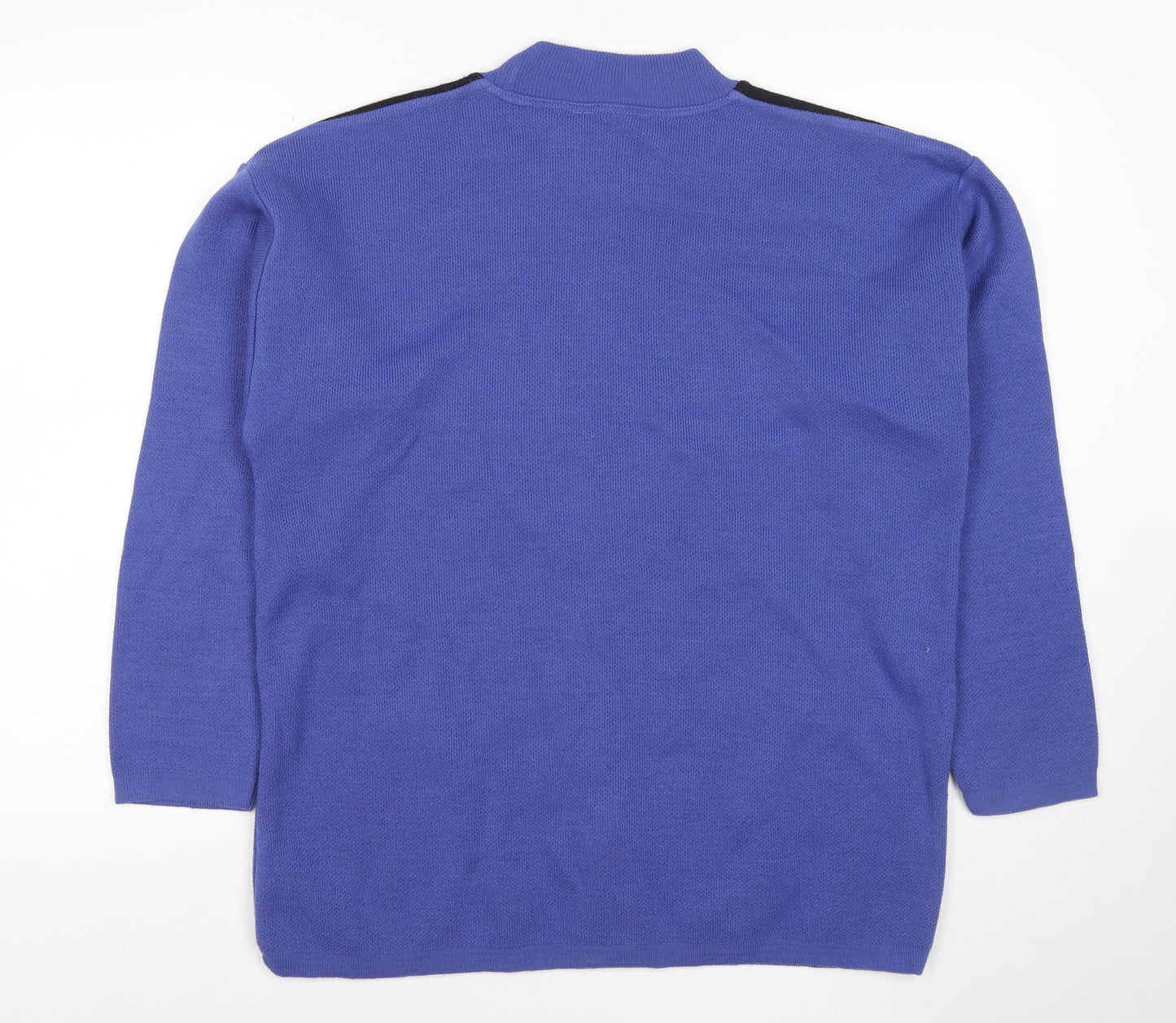 C&A Women Blue Black Geometric Knit Mock Neck Jumper Size M