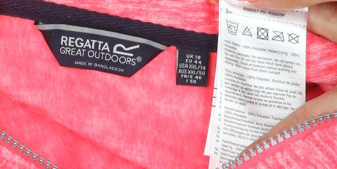 Regatta Great Outdoors Women’s Pink UK 18 Full Zip Fleece Sweatshirt