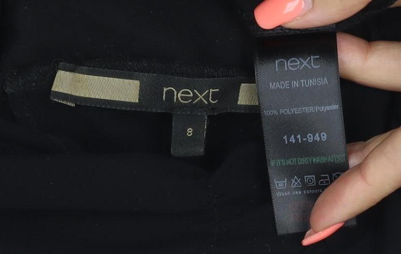 NEX Women Black UK 8 Basic Sheer Chiffon High Neck Balloon Sleeve Blouse