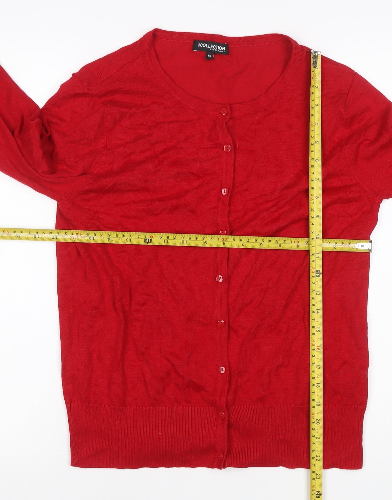The Collection Debenhams Women Red Size 16 Round Neck Cardigan