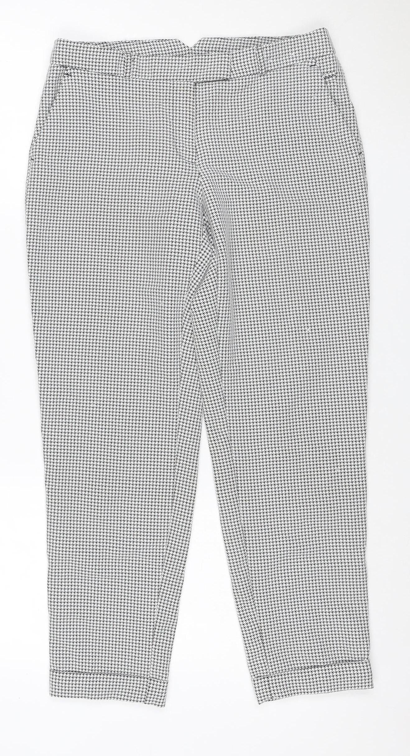 Dorothy Perkins Women Black White UK 8 Geometric Tapered Trousers