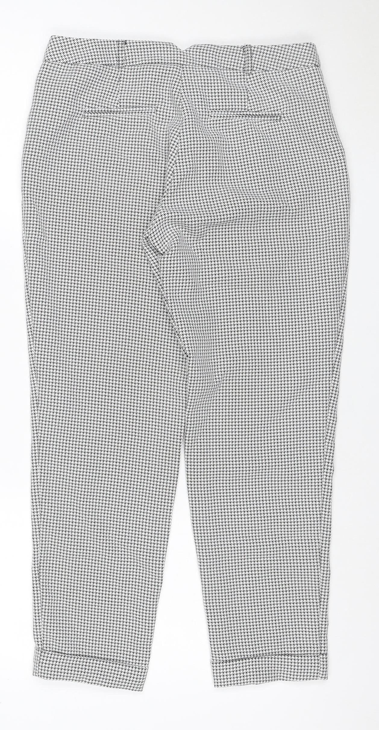 Dorothy Perkins Women Black White UK 8 Geometric Tapered Trousers