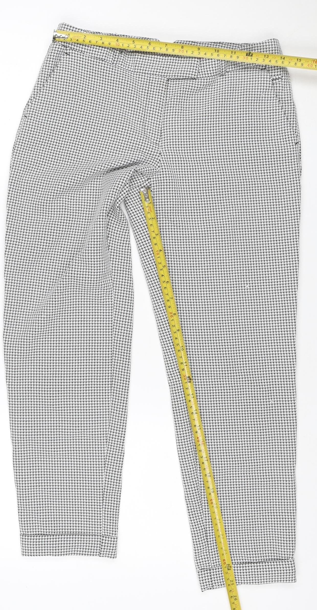 Dorothy Perkins Women Black White UK 8 Geometric Tapered Trousers