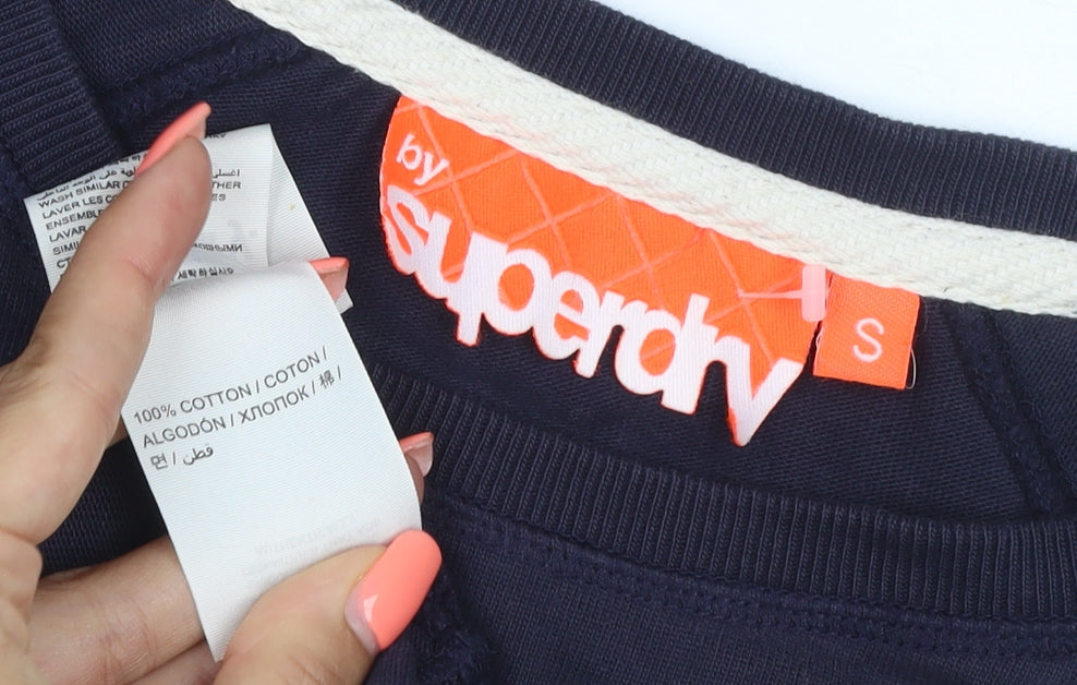 Superdry Women’s Navy S Logo Graphic Crew Neck Pullover Sweatshirt