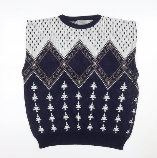 Celebrity Club Men’s Navy XL Argyle Knit Sleeveless Jumper Vest