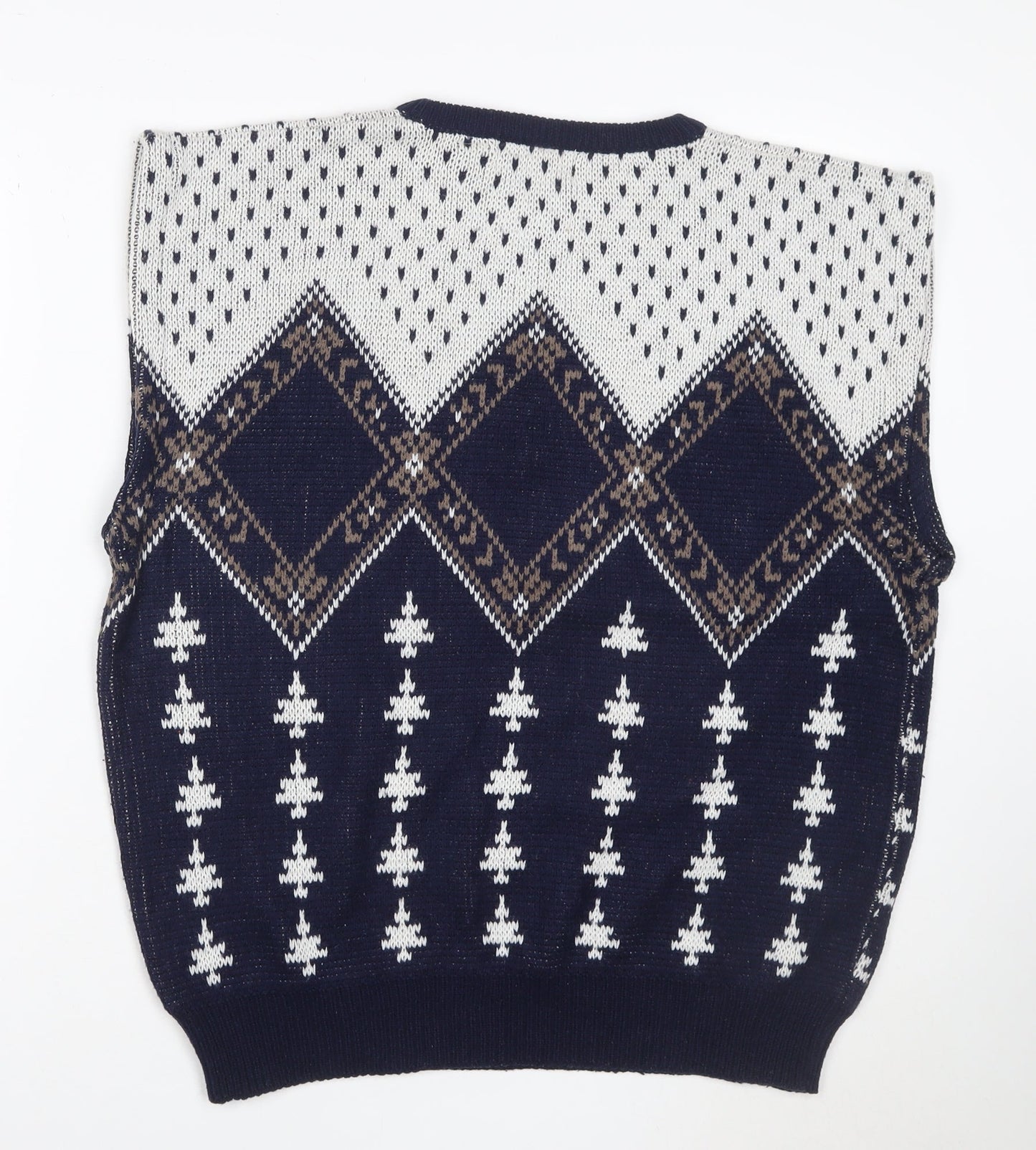 Celebrity Club Men’s Navy XL Argyle Knit Sleeveless Jumper Vest