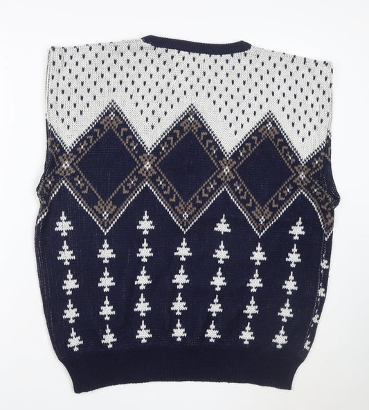 Celebrity Club Men’s Navy XL Argyle Knit Sleeveless Jumper Vest