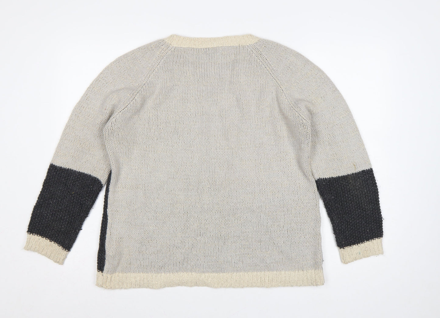 Spirit at M&Co Women’s Grey Colour Block Cable Knit Jumper Size 16