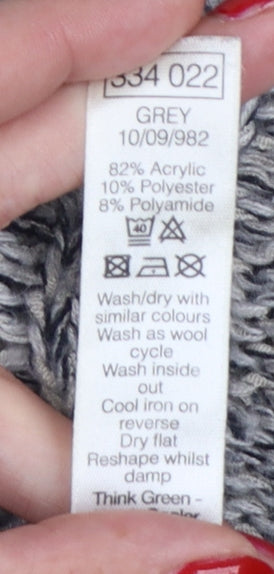 Spirit at M&Co Women’s Grey Colour Block Cable Knit Jumper Size 16